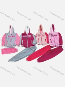 Wholesale Girls Casual Fuzzy Hooded Zipper Jacket & Sweatpants 2-piece Set 8817#, LIUHUA CLOTHING WHOLESALE