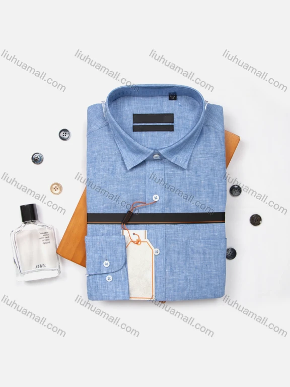 Wholesale Men's Formal Long Sleeve Collared Button Down Plain Shirts GF220702-3#