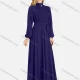 Wholesale Women's Plain Tie Front Zipper Back Long Sleeve Mock Neck Maxi Dress 12# Clothing Wholesale Market Liuhua