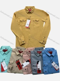 Wholesale Men's Casual Collared Long Sleeve Plain Button Down Denim Shirt, LIUHUA CLOTHING WHOLESALE
