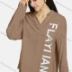 Wholesale Women's Notched Neck Buckle Strap Cuff Hot Stamping Letter High Low Hem Tunic 5# Clothing Wholesale Market Liuhua