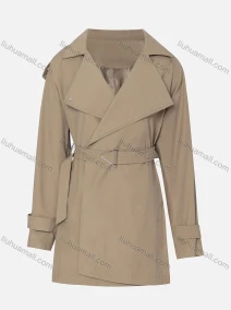 Wholesale Women's Casual Plain Lapel Long Sleeve Wrap With Belt, LIUHUA CLOTHING WHOLESALE