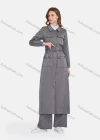 Wholesale Women's Plain Collared Long Sleeve Buttons Down Flap Pockets Long Trench Coat & Pants 2 Piece Uniform Set W2046# - Liuhuamall
