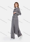 Wholesale Women's Plain Collared Long Sleeve Buttons Down Flap Pockets Long Trench Coat & Pants 2 Piece Uniform Set W2046# - Liuhuamall