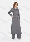 Wholesale Women's Plain Collared Long Sleeve Buttons Down Flap Pockets Long Trench Coat & Pants 2 Piece Uniform Set W2046# - Liuhuamall