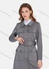 Wholesale Women's Plain Collared Long Sleeve Buttons Down Flap Pockets Long Trench Coat & Pants 2 Piece Uniform Set W2046# - Liuhuamall