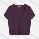Wholesale Women's V Neck Short Sleeve Plain Button Cardigan 9263# Purple Clothing Wholesale Market Liuhua