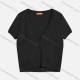 Wholesale Women's V Neck Short Sleeve Plain Button Cardigan 9263# Black Clothing Wholesale Market Liuhua