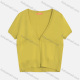 Wholesale Women's V Neck Short Sleeve Plain Button Cardigan 9263# Yellow Clothing Wholesale Market Liuhua