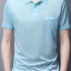 Men's Casual Short Sleeve Plain Texture Button Front Patch Pocket Polo Shirts Light Blue Clothing Wholesale Market -LIUHUA