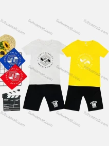 Wholesale Boy's Casual Pattern & Letter Print Round Neck Short Sleeve Tee & Shorts 2 Piece Set, LIUHUA CLOTHING WHOLESALE