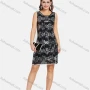 Wholesale Women's Scoop Neck Geometric Sequin Sleeveless Mesh Hem Short Tank Dress preview