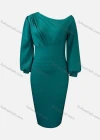 Wholesale Women's Plain Asymmetrical Neck Ruched Bodycon Cocktail Midi Dress - Liuhuamall