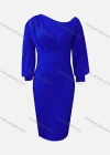 Wholesale Women's Plain Asymmetrical Neck Ruched Bodycon Cocktail Midi Dress - Liuhuamall