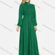 Wholesale Women's Plain Tie Front Zipper Back Long Sleeve Mock Neck Maxi Dress 21# Clothing Wholesale Market Liuhua