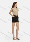Wholesale Women's Casual V Neck Wrap Peplum Shirred Flutter Sleeve Letter Crop Top 28492# - Liuhuamall
