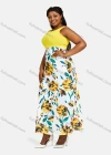 Wholesale Women's Sleeveless High Waist Splicing Floral Print Maxi Tank Dress 28141# - Liuhuamall