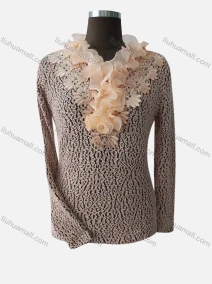 Wholesale Women's Causal Embroidered Long Sleeve Allover Print Blouse, LIUHUA CLOTHING WHOLESALE