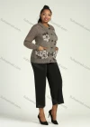 Wholesale Women's Collared Button Front Dual Pockets Floral Casual Knitted Coat - Liuhuamall