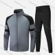 Wholesale Men's Athletic Workout Splicing Colorblock Stand Neck Zip Jacket & Elastic Waist Ankle Length Pants 2 Piece Set Gray Clothing Wholesale Market Liuhua