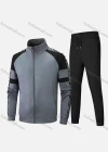 Wholesale Men's Athletic Workout Splicing Colorblock Stand Neck Zip Jacket & Elastic Waist Ankle Length Pants 2 Piece Set - Liuhuamall