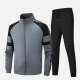Men's Athletic Workout Splicing Colorblock Stand Neck Zip Jacket & Elastic Waist Ankle Length Pants 2 Piece Set Gray Clothing Wholesale Market -LIUHUA