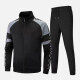 Men's Athletic Workout Splicing Colorblock Stand Neck Zip Jacket & Elastic Waist Ankle Length Pants 2 Piece Set Black Clothing Wholesale Market -LIUHUA