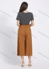 Wholesale Women's Cotton Plain High Waist Losse Fit Cropped Casual Wide Leg Pant - Liuhuamall