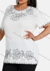 Wholesale Women's Elegant Round Neck Floral Embroidery Short Sleeve T-Shirt - Liuhuamall