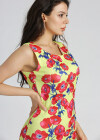 Wholesale Women's Casual Round Neck Sleeveless Floral Print Zip Back Short Pencil Tank Dress - Liuhuamall