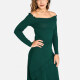 Women's Casual Off Shoulder Long Sleeve Ruched Ruffle Hem Layered Dress 2201# Green Clothing Wholesale Market -LIUHUA