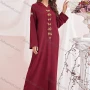 Wholesale Women's Muslim Islamic Plain Long Sleeve Hooded Rhinestone Split Front Robe Abaya Dress BA302# preview