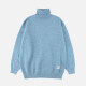 Men's Casual Plain High Neck Drop Shoulder Long Sleeve Turtleneck Knit Sweater Light Blue Clothing Wholesale Market -LIUHUA