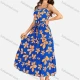 Wholesale Women's Casual Square Neck Floral Print Shirred Ruffle Hem Maxi Cami Dress With Belt Blue Clothing Wholesale Market Liuhua