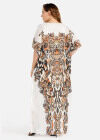Wholesale Women's Plus Size Round Neck Baroque Print Rhinestone Decor Maxi Kaftan Dress - Liuhuamall
