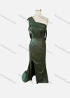 Wholesale Women's Elegant Plain One Shoulder Wrap Ruched Split Hem Floor Length Evening Dress  - Liuhuamall