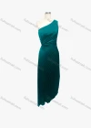 Wholesale Women's Elegant Plain One Shoulder Ruched High Low Hem Evening Dress  - Liuhuamall