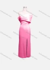 Wholesale Women's Elegant Plain Off Shoulder Ruched Split Hem Evening Dress - Liuhuamall