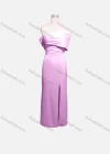 Wholesale Women's Elegant Plain Off Shoulder Ruched Split Hem Evening Dress - Liuhuamall