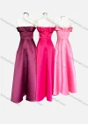 Wholesale Women's Elegant Plain Off Shoulder Cap Sleeve Maxi Evening Dress - Liuhuamall
