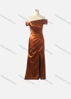 Wholesale Women's Elegant Plain Off Shoulder Ruched Split Hem Evening Dress  - Liuhuamall