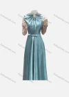 Wholesale Women's Elegant Plain Sleeveless Ruched Bow Knot Evening Dress - Liuhuamall