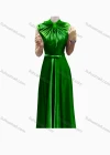 Wholesale Women's Elegant Plain Sleeveless Ruched Bow Knot Evening Dress - Liuhuamall