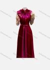 Wholesale Women's Elegant Plain Sleeveless Ruched Bow Knot Evening Dress - Liuhuamall