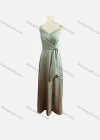 Wholesale Women's Elegant Plain Spaghetti Strap Ruched Tie Side Maxi Evening Dress  - Liuhuamall