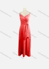 Wholesale Women's Elegant Plain Spaghetti Strap Ruched Tie Side Maxi Evening Dress  - Liuhuamall