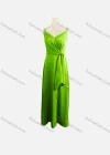 Wholesale Women's Elegant Plain Spaghetti Strap Ruched Tie Side Maxi Evening Dress  - Liuhuamall