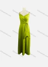 Wholesale Women's Elegant Plain Spaghetti Strap Ruched Tie Side Maxi Evening Dress  - Liuhuamall