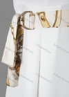 Wholesale Women's Casual Chain Print Splicing Round Neck Ruffle Trim Maxi Dress With Belt - Liuhuamall