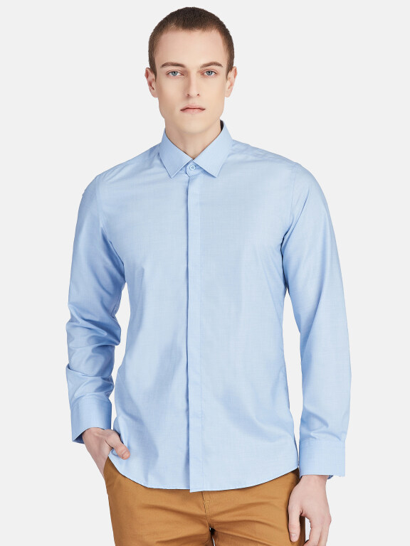 Men's Casual Collared Long Sleeve Button Down Plain Shirt 5011#, Clothing Wholesale Market -LIUHUA, 